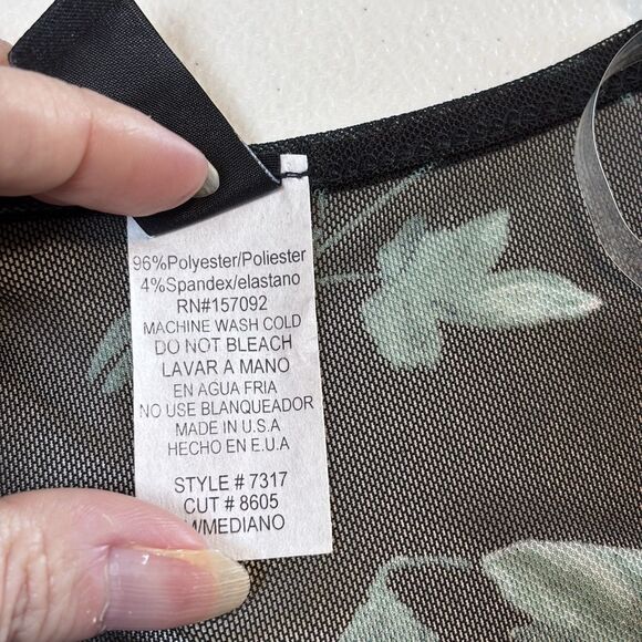 Vintage 90's Windsor Wrap Top Black Floral Gypsy Crop Top Bohemian Women's M - Picture 9 of 9